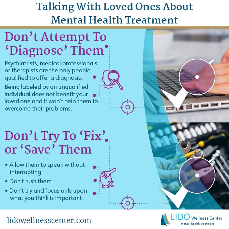 Don't diagnose or try to fix someone's mental health concerns